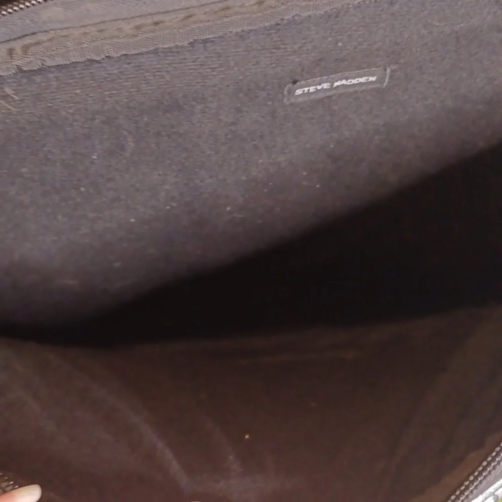 Steve Madden Metallic Silver Quilted Laptop Bag